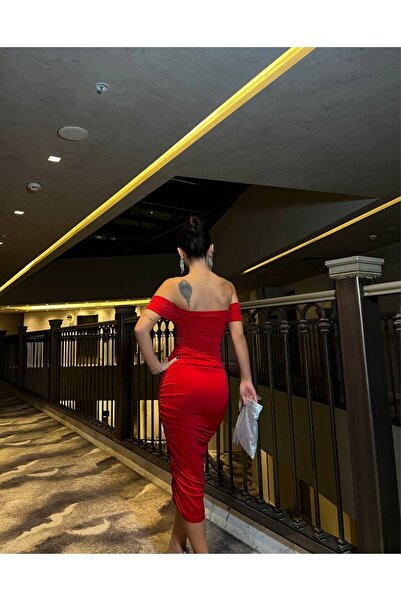 Secret Passion Lingerie Düşük Omuzlu Sandy Kumaş Kırmızı Abiye Elbise 748 583027