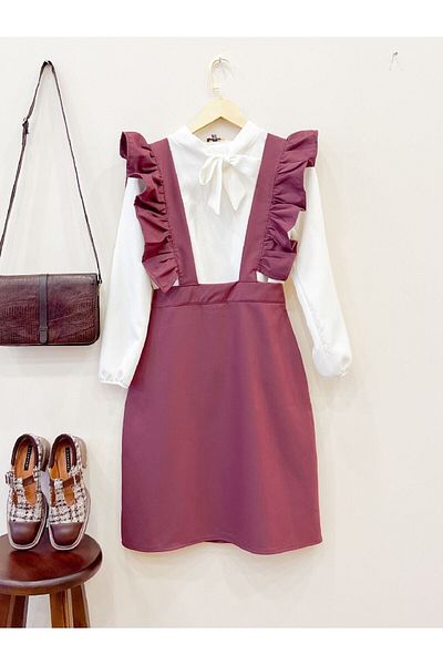 KÜÇÜĞÜM BUTİK Dried Rose Crepe Salopette Skirt
