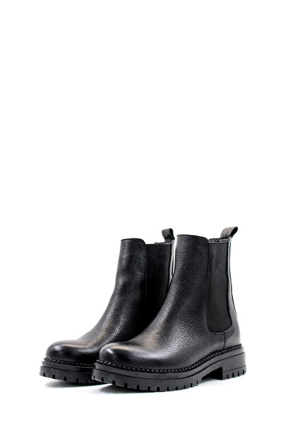 TUGERDİ Tugerdi Genuine Leather Black Thermo Sole Classic Chelsea Women's Boo...