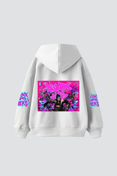 Sekizbiraltı Jinx Arcane Printed Oversize Unisex Λευκό Hoodie