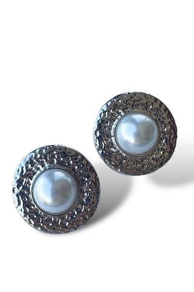 TAKIŞTIR Silver Color Pearl Detailed Design Earrings (Pair)