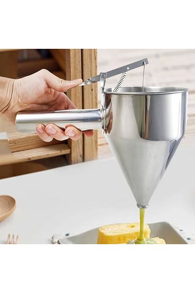 TT Tahtakale Toptancıları Hand Candle Pouring and Pastry Jelly Dispenser Hand Funnel with Stainless Steel Stand