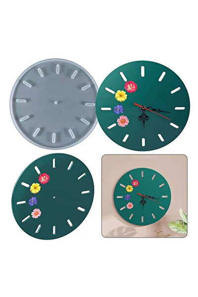 TT Tahtakale Toptancıları Epoksi Silikon Kalıp Delik Rakamlı Yuvarlak Saat Kalıbı 37 CM