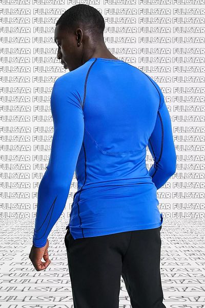 Nike Pro Dri Fit Ανδρικό μπλουζάκι με λεπτή εφαρμογή μακρυμάνικο φούτερ Body Sax Blue