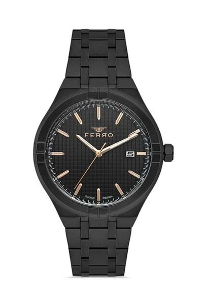 FERRO Black Color Steel Cord Men's Wristwatch