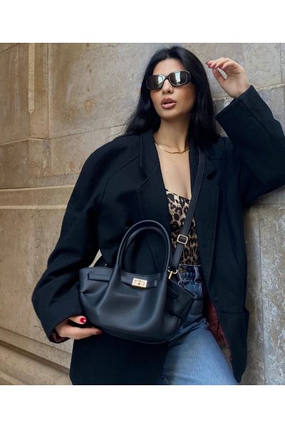 ALTUDA Gold Mini Faux Leather Women's Shoulder Bag - Lock Detail