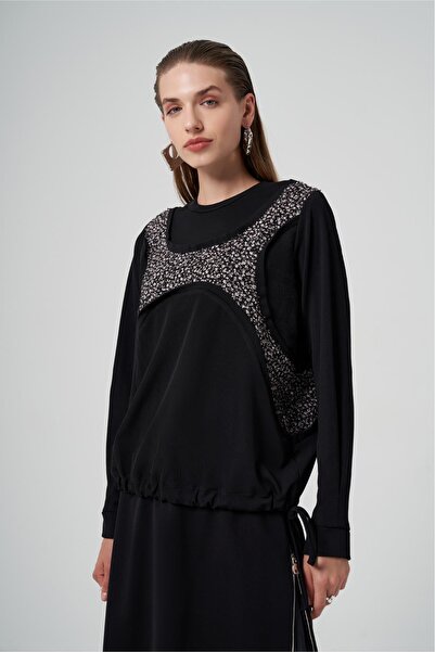 MissWhence Patchwork Detaylı Kısa Bluz