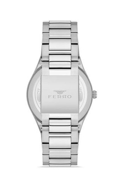 FERRO Silver Color Sport Case Men's Wristwatch with Metal Band