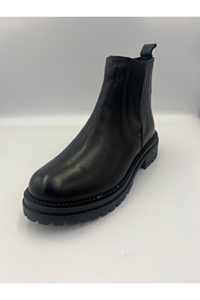 Mammamia günlük rahat kadın deri fermuarlı kısa bot