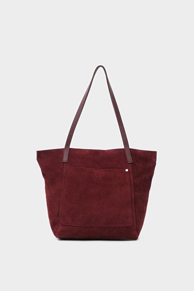 LEONAS Geantă de mână și de umăr din piele naturală din piele intoarsa cu buzunar frontal premium Michelle Burgundy