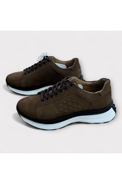PATRON SHOES Ανδρικά δερμάτινα αθλητικά παπούτσια με κορδόνια