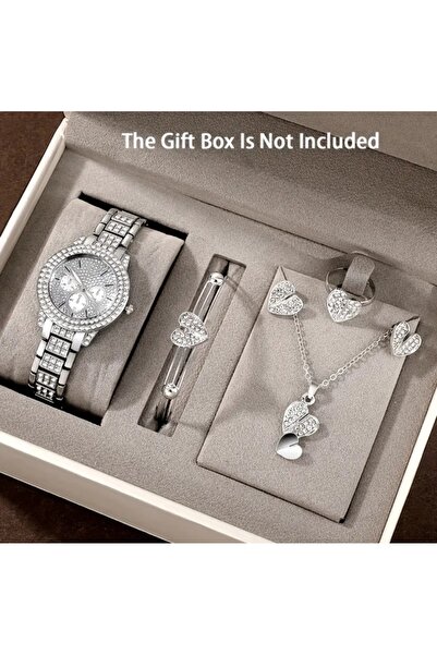 stainless steell VİP zarif 6 parça taşlı kalp motifli takı set