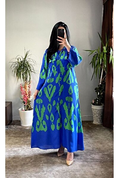 PREMİER VİE فستان قميص منقوش باللون الأخضر والأزرق