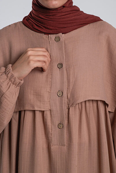 Lemaye Φόρεμα μουσελίνας με γιακά - Πούδρα