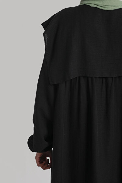 Lemaye Φόρεμα μουσελίνας με γιακά - Μαύρο