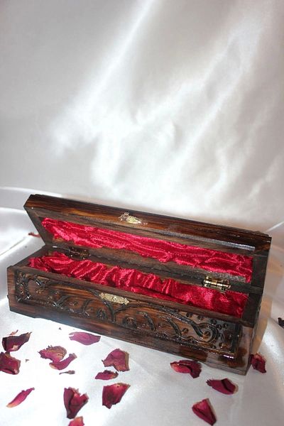 RaHan Wooden Embroidered Jewelry Box - Horizontal Long Rosary Box