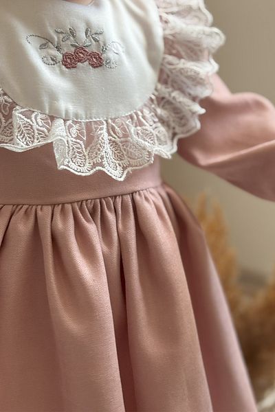 ALYRA Girl Child Baby Long Sleeve Floral Embroidery Ruffled Birthday Party Special Occasion Christmas Velvet Dress