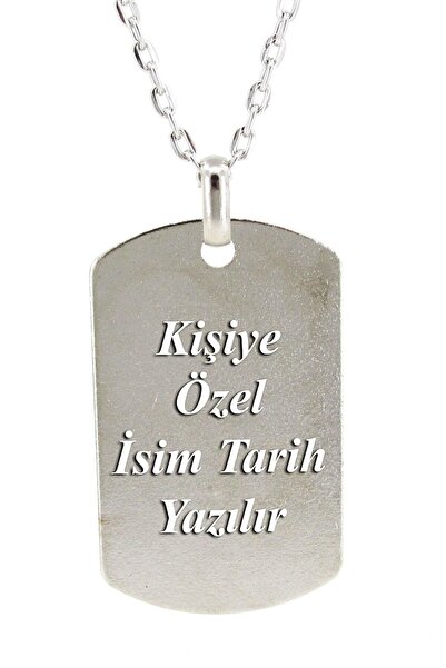 Takı Dükkanı Kişiye Özel Asker Künyesi Şeklinde Unisex Erkek Kolye Eck39