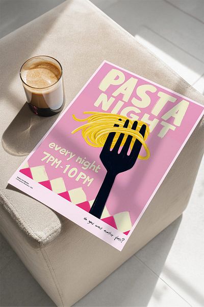 House Gorgeous Pasta Night Every Night Poster cu design modern colorat fără încadrare Colecția Dolce Vita