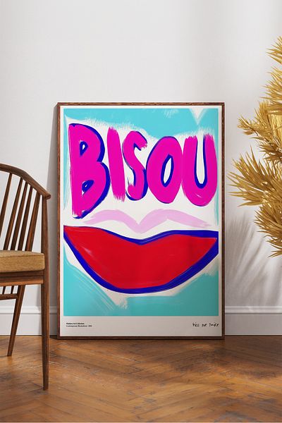 House Gorgeous Kiss Me Twice Bisou Poster cu design colorat modern fără încadrare Colecția Dolce Vita