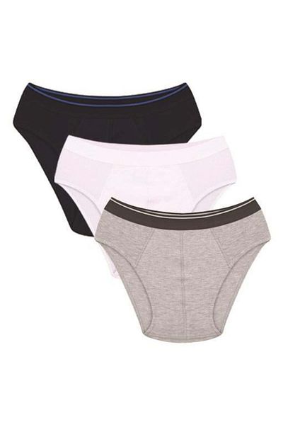 Akbeniz Ανδρικό βαμβακερό 3 τεμάχια Navy White Grey Lycra Slip 40126