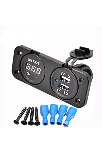 Maroces USB ŞARJ CİHAZI 1A 2.1A DİJİTAL VOLTMETRE 12V 24V PANO TİP ŞARJ SÖKETİ