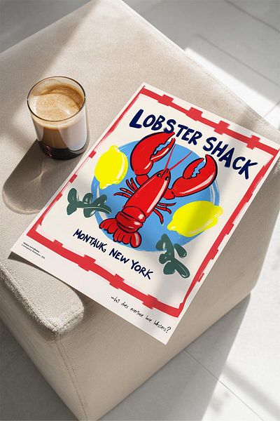 House Gorgeous Poster cu design colorat modern fără rame Lobster Shack Colecția Dolce Vita