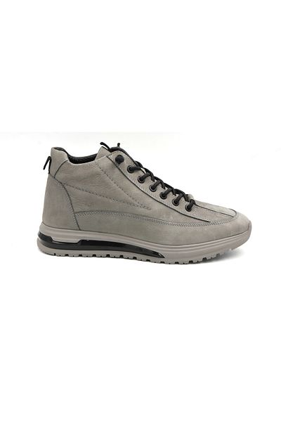 BEYAZ Ανδρικά μποτάκια casual - γνήσιο δέρμα, Thermo, αντιολισθητική σόλα, ΓΚΡΙ