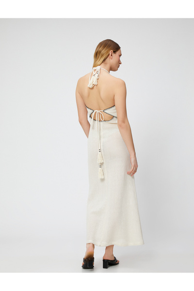 Koton Langes Kleid mit detailliertem Neckholder-Rücken