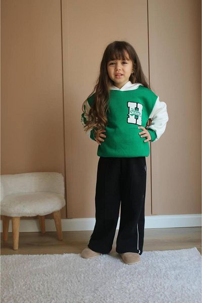 RAPAPA Happy Embroidered Hooded Tracksuit-Sweatshirt 3 Thread Raster Winter Girl's Suit J-537