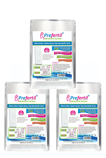 Prefertil Ultra Erken Teşhis Gebelik/hamilelik Kaset Test - [ 3 Paket = 9 Tes...