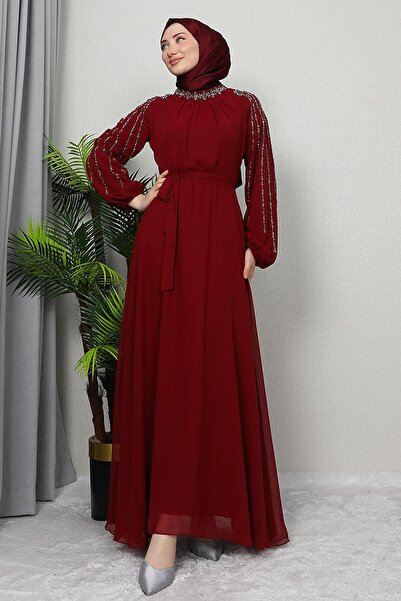 GİZ AGİYİM Φόρεμα Μπορντό Hijab - Semra