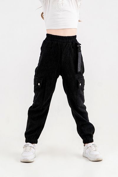 GİYİCEM Girl's Elastic Waist and Leg Cargo Pocket Trousers 2526