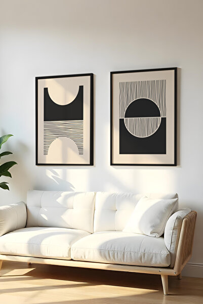 huhuli Ξύλινο Μαύρο Σετ Πίνακα 2 Τεμαχίων με Κορνίζα Huhu80