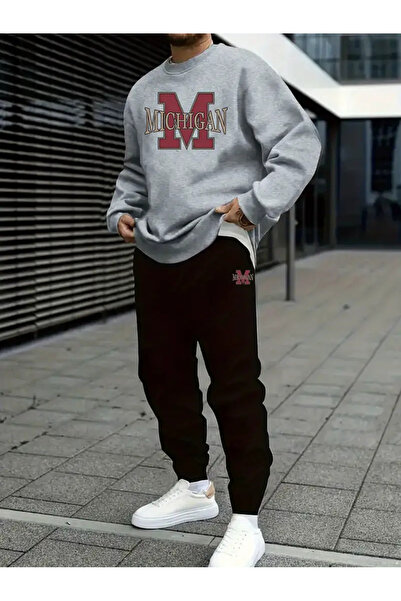 Frisson Ανδρικό σετ 2 τεμαχίων με στάμπα αλφάβητου Michigan |   Φθινοπωρινή κ...