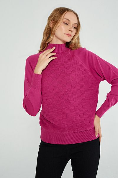 JOVENMADRE Pulover de tricotaj pentru femei, cu model, cu guler în picioare, cu croiala normală