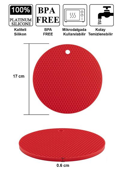 Fesya Home Red 2-Piece Round Silicone Trivet Set