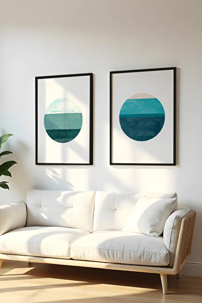 huhuli Дървена картина с черна рамка, комплект от 2 части Huhu72