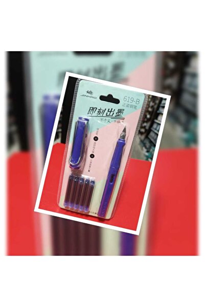 jinhao dolma kalem seti METALİK MOR renk (F) 0,60mm uç kalem+5 kartuş sert pl...