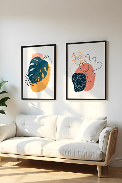 huhuli Дървена картина с черна рамка, комплект от 2 броя Huhu43