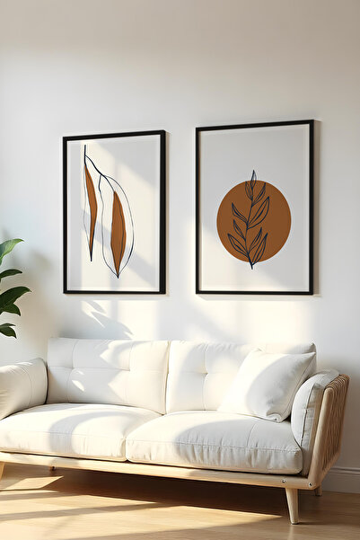 huhuli Ahşap Siyah Çerçeveli 2 Parça Set Tablo Huhu109