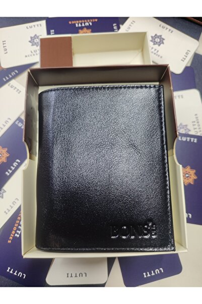 Lutti محفظة كبيرة الحجم من الجلد الطبيعي مع فتحة داخلية