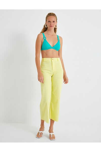 Koton Jeans Trousers Relaxed Cut High Waist Wide Short Leg