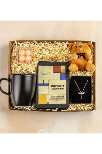 ATÖLYE247 Atölye247 Ayıcık Anahtarlık- Melek Kolye- Siyah Kupa- Mimosa Instan...