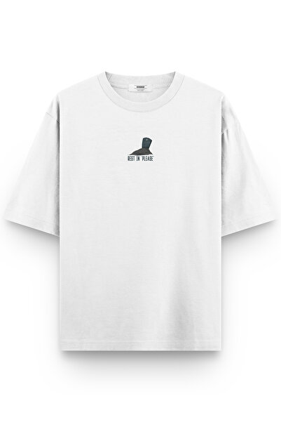 Overoz Біла оверсайз футболка з ілюстрацією на спині та написом Oversize, унісекс, 1325