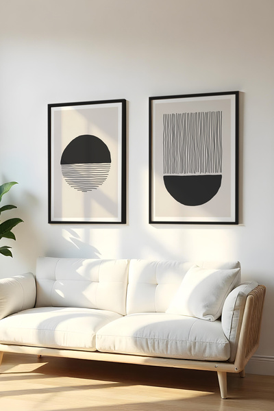 huhuli Ahşap Siyah Çerçeveli 2 Parça Set Tablo Huhu142