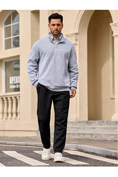 CAONNES Pantaloni de trening negri, largi, cu croială lejeră - cu picior drep...