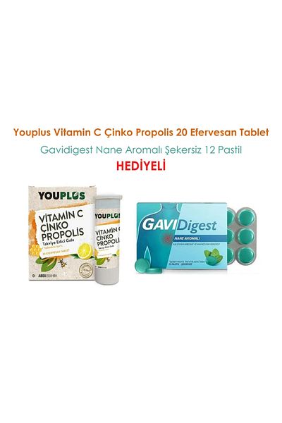 Youplus Vitamin C Zinc Propolis 20 Effervescent Tablets (Gavidigest Pastil Gifted)