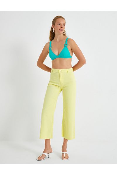 Koton Jeans Trousers Relaxed Cut High Waist Wide Short Leg
