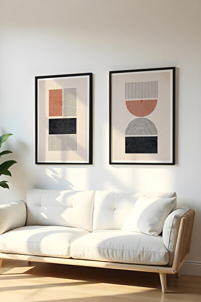 huhuli Set de 2 piese cu ramă neagră din lemn, tablou Huhu28